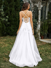 Sweetheart Appliqued Beaded Sweep Train Dress White