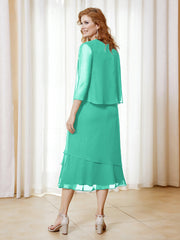 Tea-Length Chiffon Dress With Jacket Spa