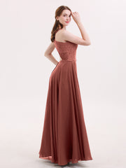 Open Back Chiffon and Lace Sexy Gowns Terracotta