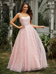 Sweetheart Lace Sweep Train Gown Pink Plus Size