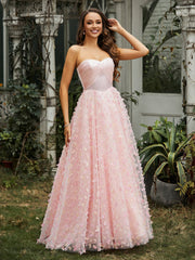 Sweetheart Lace Sweep Train Gown Pink Plus Size