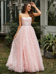 Sweetheart Lace Sweep Train Gown Pink Plus Size