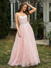 Sweetheart Lace Sweep Train Gown Pink Plus Size