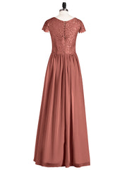 Cap Sleeves Long Dresses with Lace Bodice Terracotta