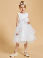 Charming Knee-Length Flower Girl Dresses Adorned with Bowknots