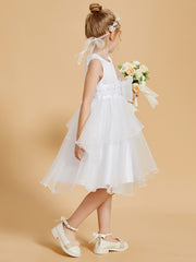 Charming Knee-Length Flower Girl Dresses Adorned with Bowknots