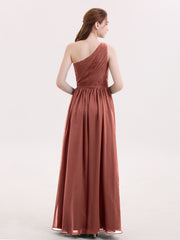 One Shoulder Chiffon Dress for Bridesmaids Terracotta