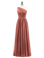 One Shoulder Chiffon Dress for Bridesmaids Terracotta