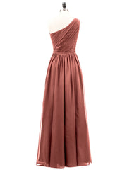 One Shoulder Chiffon Dress for Bridesmaids Terracotta