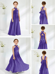 Halter Neckline Chiffon Junior Bridesmaid Dresses Regency