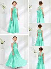 Halter Neckline Chiffon Junior Bridesmaid Dresses Spa