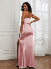 Square Neckline Floor-length Dress With Belt Dusty Rose