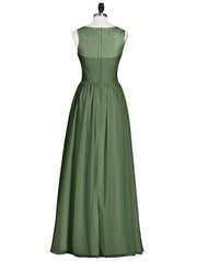 Full Length Dress with ILLusion NECK Olive Green