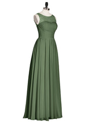 Full Length Dress with ILLusion NECK Olive Green