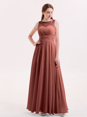 Full Length Dress with ILLusion NECK Terracotta
