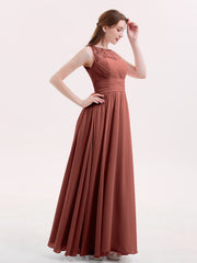 Full Length Dress with ILLusion NECK Terracotta