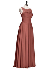 Full Length Dress with ILLusion NECK Terracotta