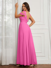 Off-the-shoulder Ruched Tulle A-line Dress Azalea Plus Size