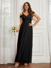 Off-the-shoulder Ruched Tulle A-line Dress Black Plus Size