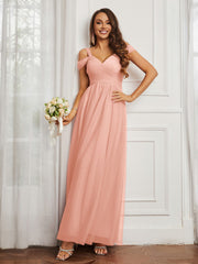 Off-the-shoulder Ruched Tulle A-line Dress Coral Plus Size