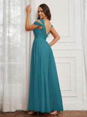 Off-the-shoulder Ruched Tulle A-line Dress Jade