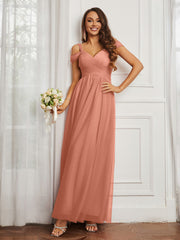 Off-the-shoulder Ruched Tulle A-line Dress Papaya Plus Size