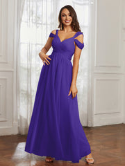 Off-the-shoulder Ruched Tulle A-line Dress Regency Plus Size