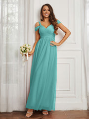Off-the-shoulder Ruched Tulle A-line Dress Spa Plus Size