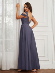 Off-the-shoulder Ruched Tulle A-line Dress Stormy Plus Size