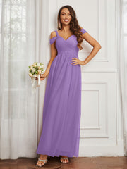 Off-the-shoulder Ruched Tulle A-line Dress Tahiti Plus Size