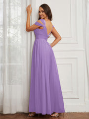 Off-the-shoulder Ruched Tulle A-line Dress Tahiti Plus Size