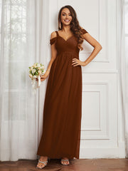Off-the-shoulder Ruched Tulle A-line Dress Terracotta Plus Size