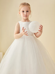 Satin Top Sleeveless Ball Gown Flower Girl Dress