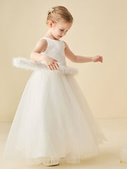 Satin Top Sleeveless Ball Gown Flower Girl Dress