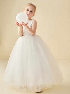 Satin Top Sleeveless Ball Gown Flower Girl Dress