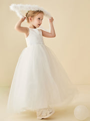 Satin Top Sleeveless Ball Gown Flower Girl Dress
