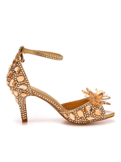 Peep Toe Crystal Rhinestone Ankle-strap High Heels