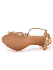 Peep Toe Crystal Rhinestone Ankle-strap High Heels