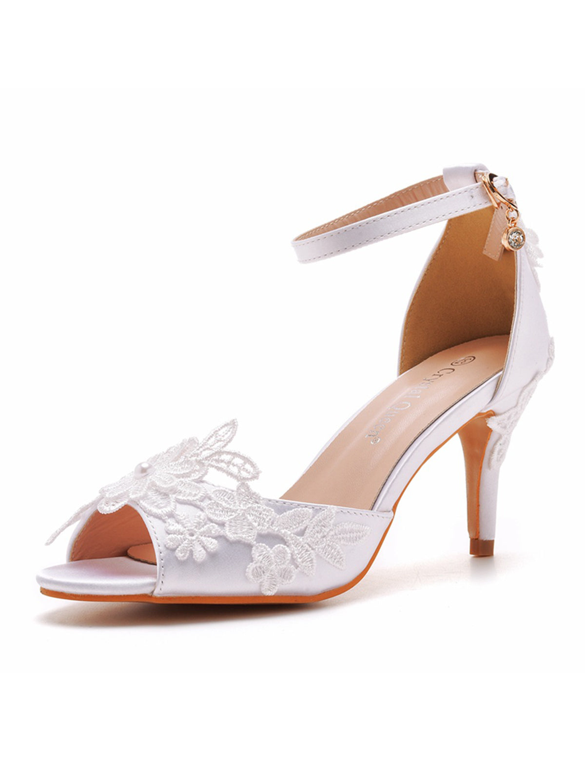 White wedding best sale shoes thick heel