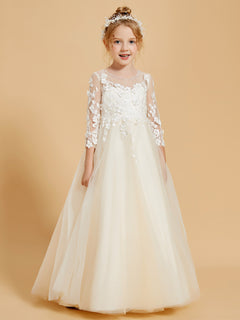 Graceful Flower Girl Dresses with Long Sleeves and Applique Embellishments