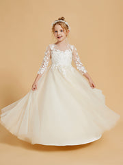 Graceful Flower Girl Dresses with Long Sleeves and Applique Embellishments