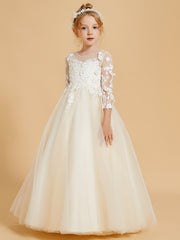 Graceful Flower Girl Dresses with Long Sleeves and Applique Embellishments