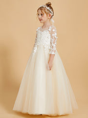 Graceful Flower Girl Dresses with Long Sleeves and Applique Embellishments