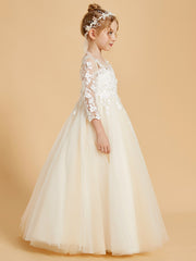 Graceful Flower Girl Dresses with Long Sleeves and Applique Embellishments