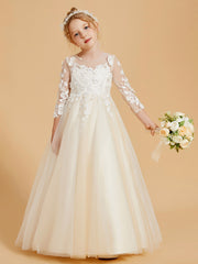 Graceful Flower Girl Dresses with Long Sleeves and Applique Embellishments