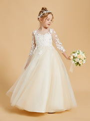 Graceful Flower Girl Dresses with Long Sleeves and Applique Embellishments