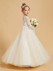Graceful Flower Girl Dresses with Long Sleeves and Applique Embellishments