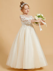 Graceful Flower Girl Dresses with Long Sleeves and Applique Embellishments