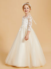 Graceful Flower Girl Dresses with Long Sleeves and Applique Embellishments