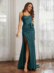 Sweetheart Neckline Lace-up Pleated Dress With Belt Peacock Plus Size